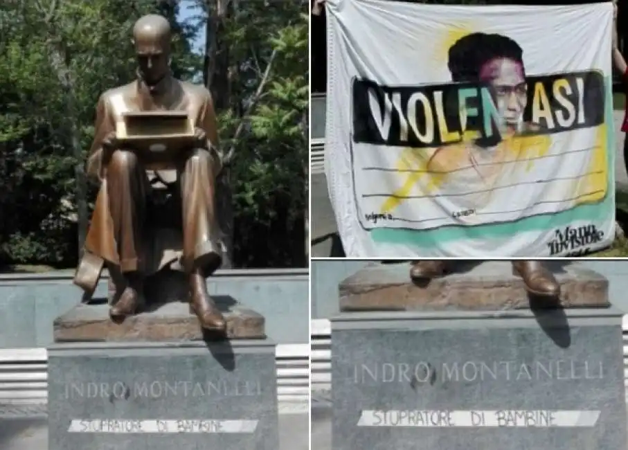 imbrattata la statua dedicata a indro montanelli