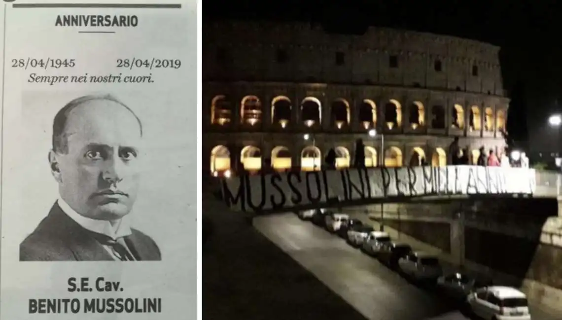 benito mussolini morte striscione forza nuova