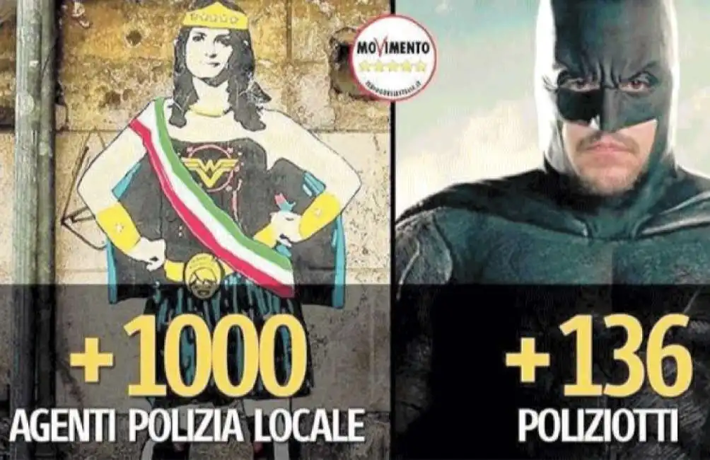 virginia raggi wonder woman matteo salvini batman