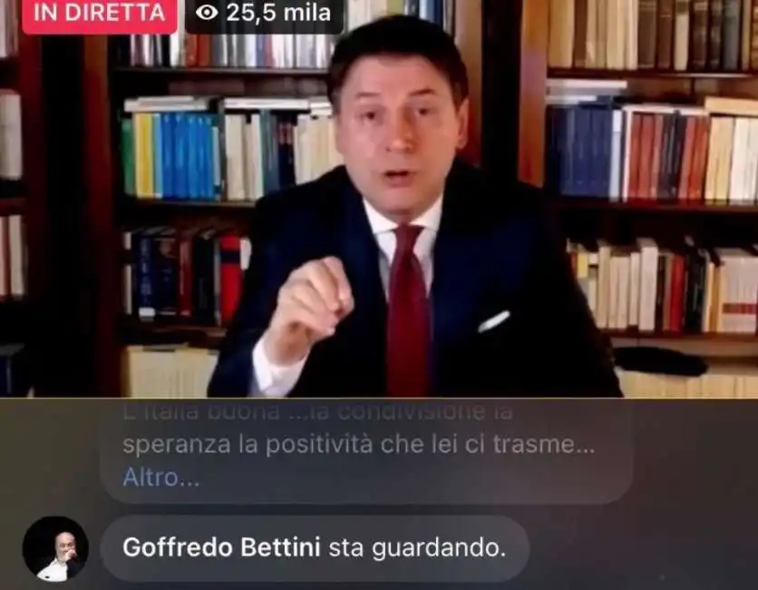 goffredo bettini guarda la diretta di giuseppe conte