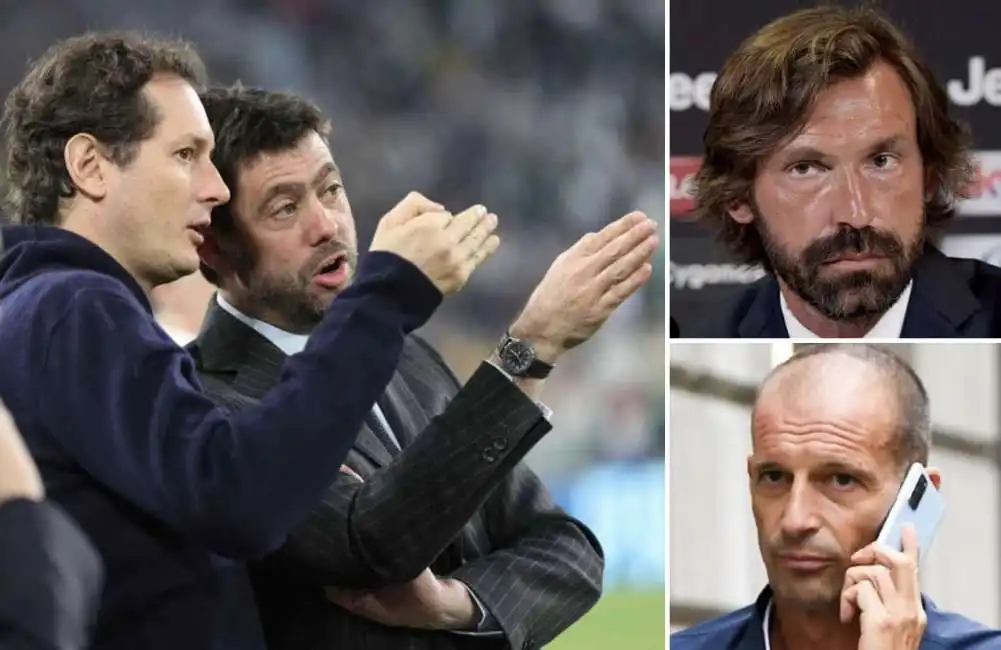 john elkann andrea agnelli pirlo massimiliano allegri