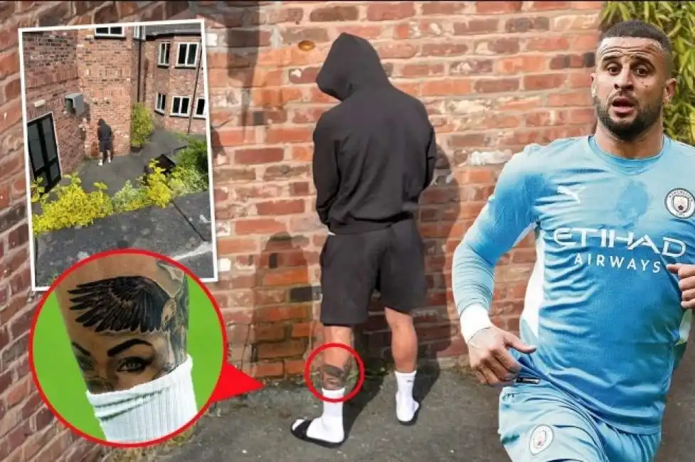 kyle walker beccato a fare pipi sul muro di un hotel 