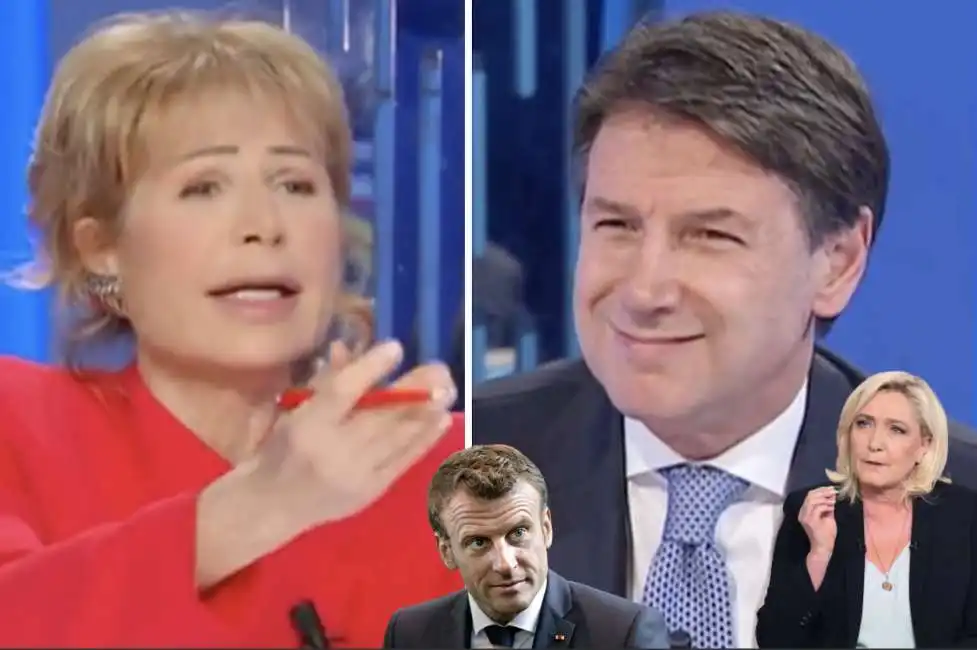 lilli gruber giuseppe conte marine le pen emmanuel macron 