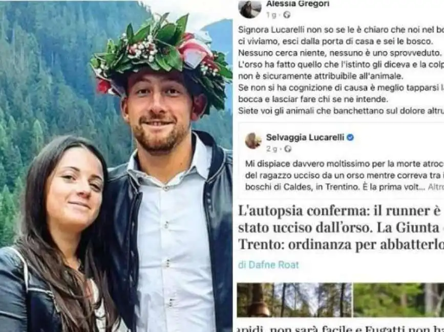 alessia gregori selvaggia lucarelli andrea papi orso trentino