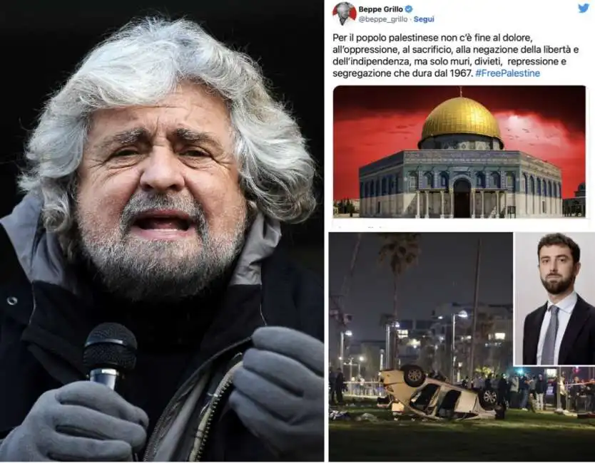 beppe grillo tweet pro palestina attentato tel aviv alessandro parini 