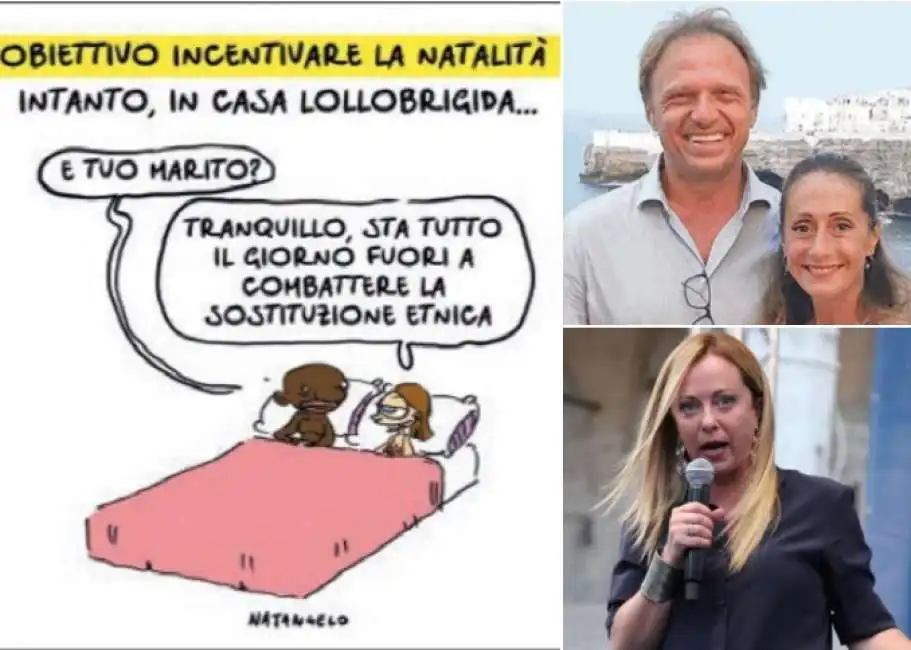 giorgia arianna meloni lollobrigida vignetta fatto quotidiano natangelo