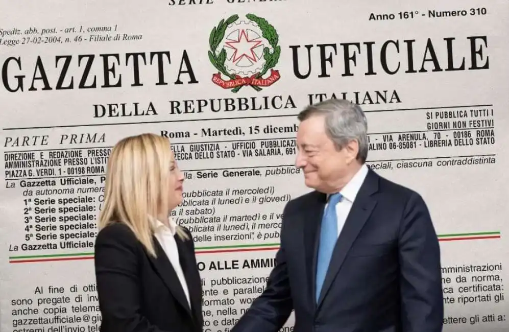 giorgia meloni mario draghi gazzetta ufficiale 