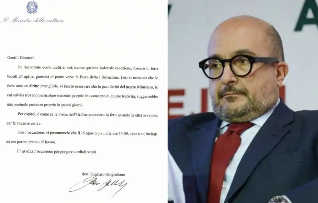 lettera gennaro sangiuliano dipendenti 25 aprile ponte