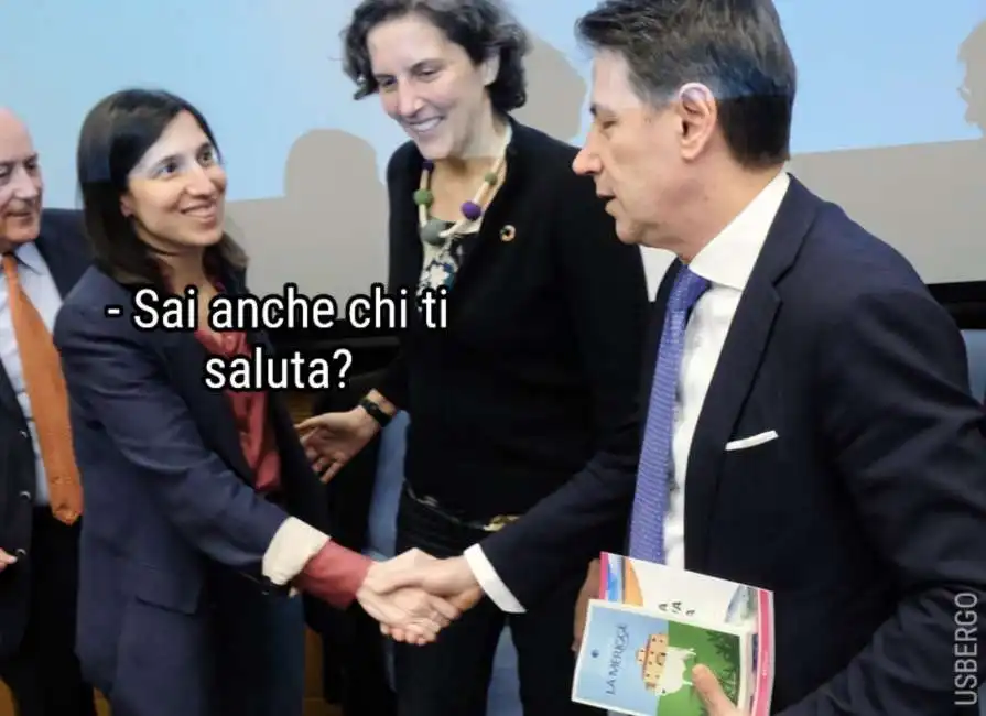 elly schlein - giuseppe conte - meme by usbergo 