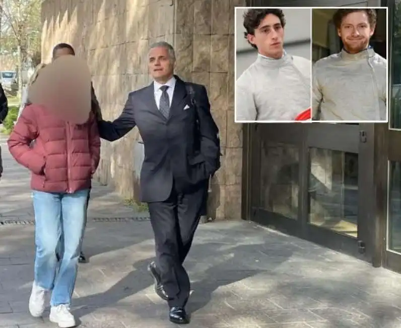 la schermitrice che ha denunciato emanuele nardella - lapo jacopo pucci davanti al tribunale di siena 