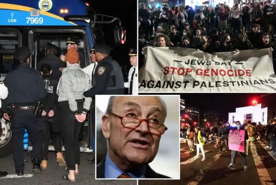 manifestanti pro palestina arrestati new york gaza chuck schumer stati uniti