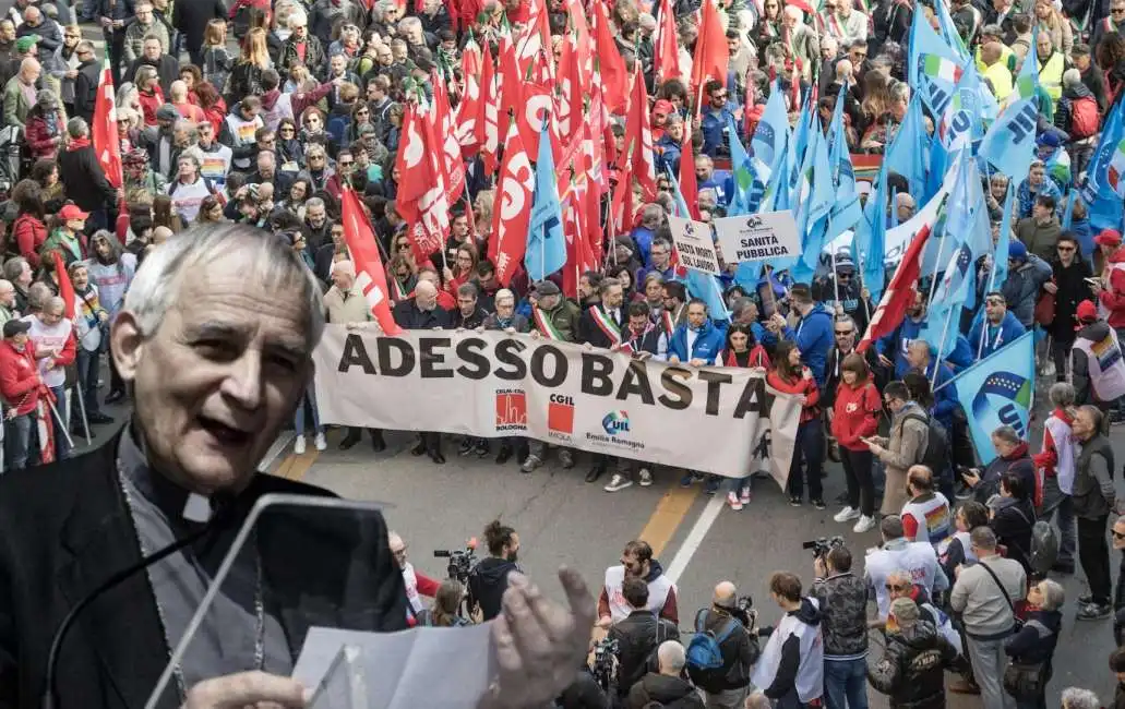 matteo maria zuppi cgil uil suviana manifestazione bologna 