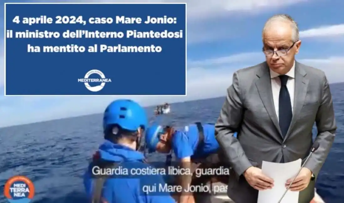 matteo piantedosi mare jonio ong mediterranea video guardia costiera libica