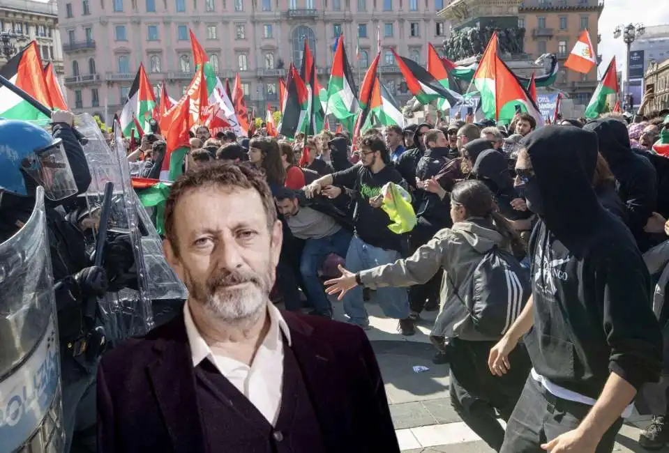 michele serra manifestanti pro palestina 25 aprile milano 