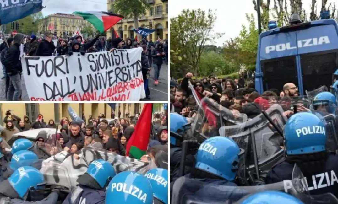 universita politecnico torino polizia manifestazione pro palestina scontri