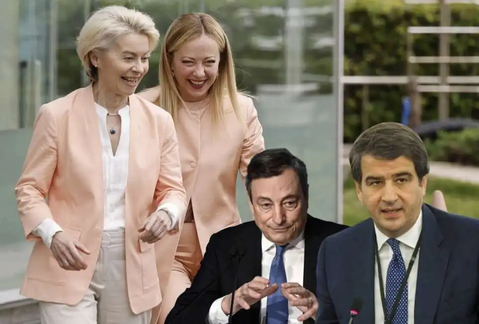 ursula von der leyen giorgia meloni mario draghi raffaele fitto 