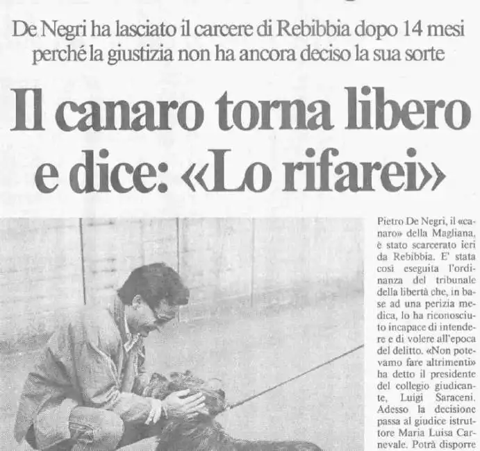 l intervista al canaro del messaggero 1989 con foto di barillari