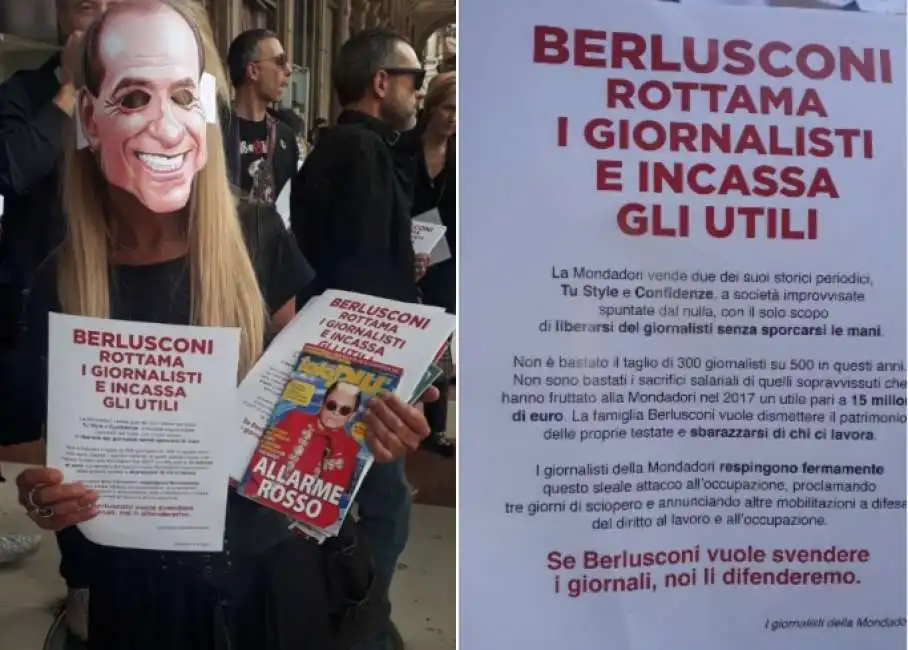 la protesta dei giornalisti della mondadori