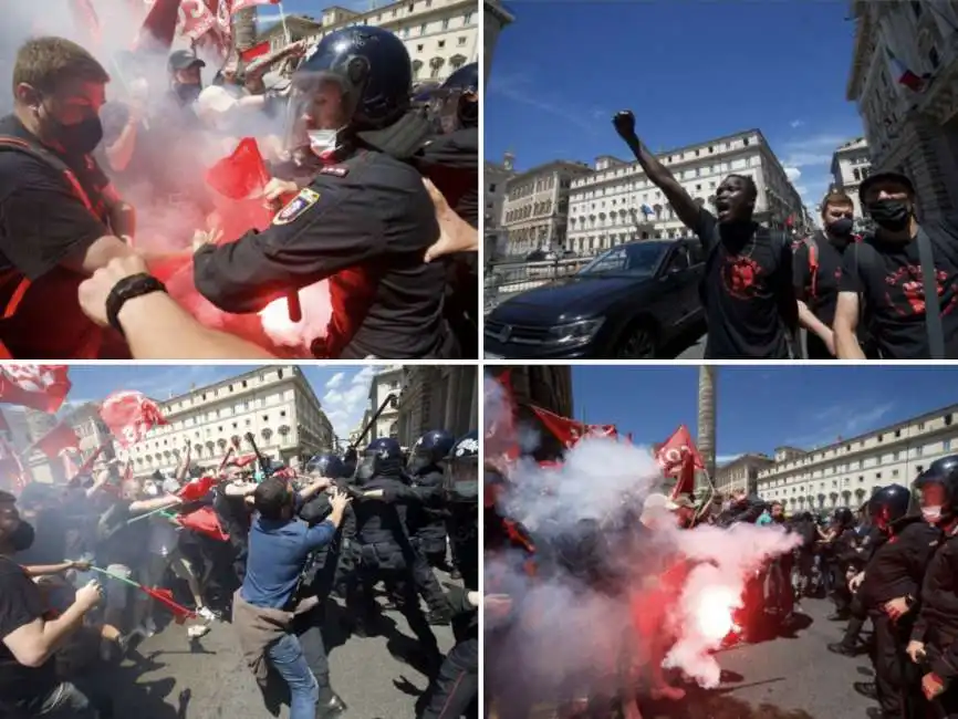 cariche davanti a palazzo chigi - sit in protesta trasporto merci