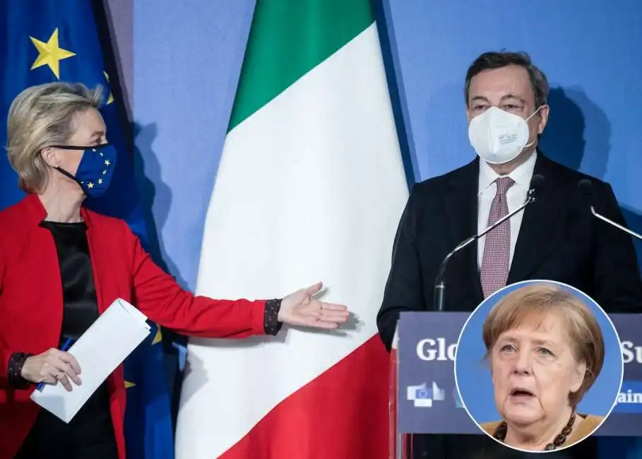 ursula von der leyen mario draghi angela merkel