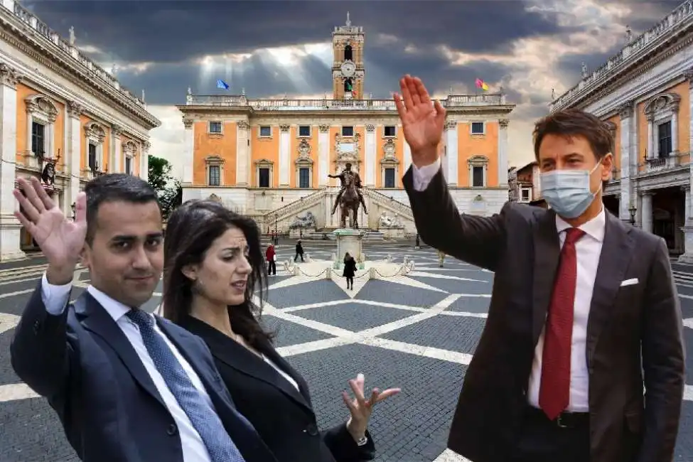 virginia raggi luigi di maio giuseppe conte