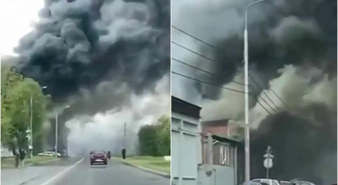 incendio edificio industriale mosca 