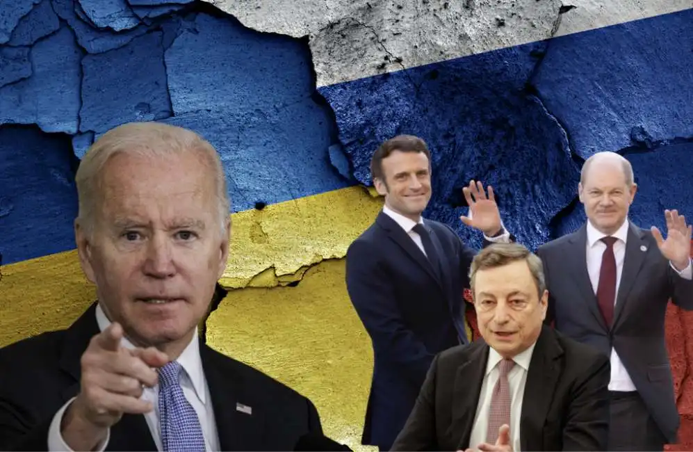 joe biden macron scholz draghi emmanuel mario olaf ucraina russia