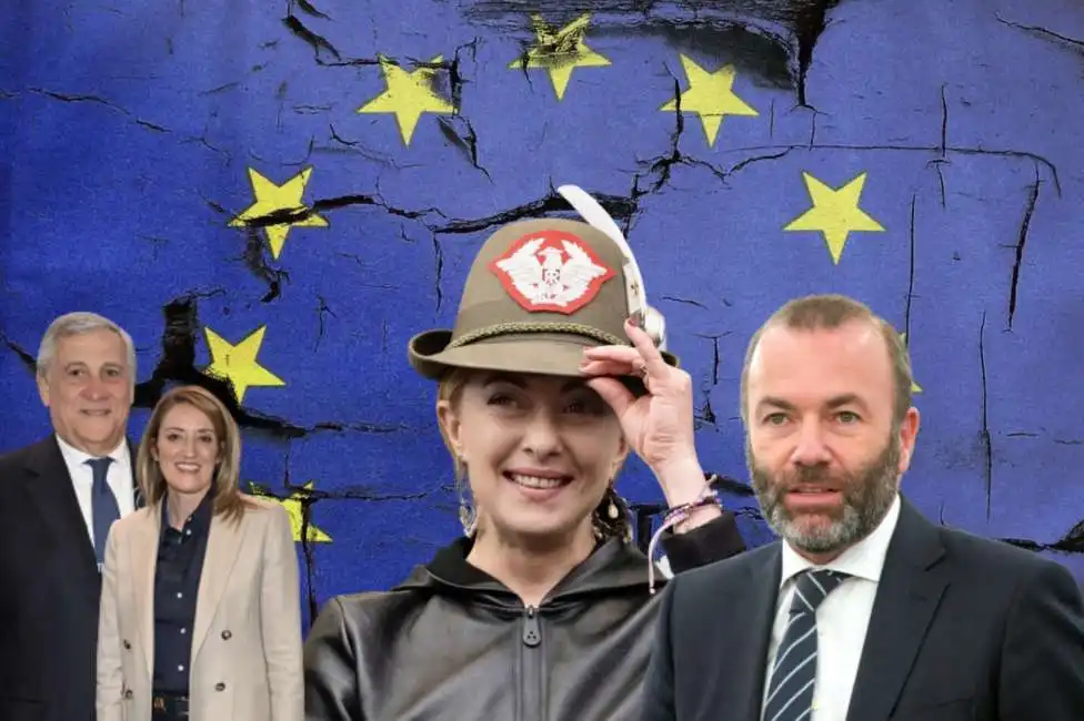 antonio tajani roberta metsola giorgia meloni manfred weber 