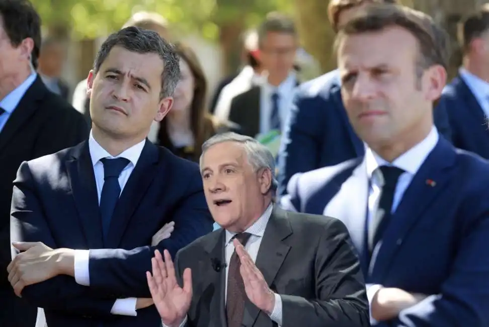 gerald darmanin antonio tajani emmanuel macron 