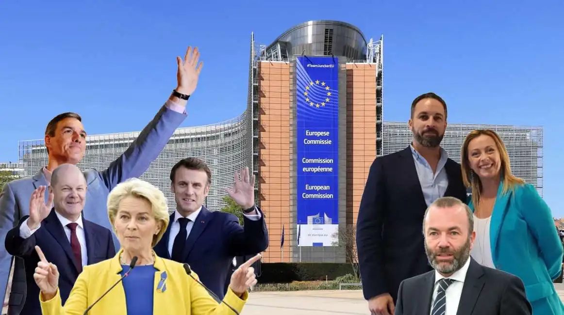 pedro sanchez ursula von der leyen macron scholz meloni abascal manfred weber nunez feijoo