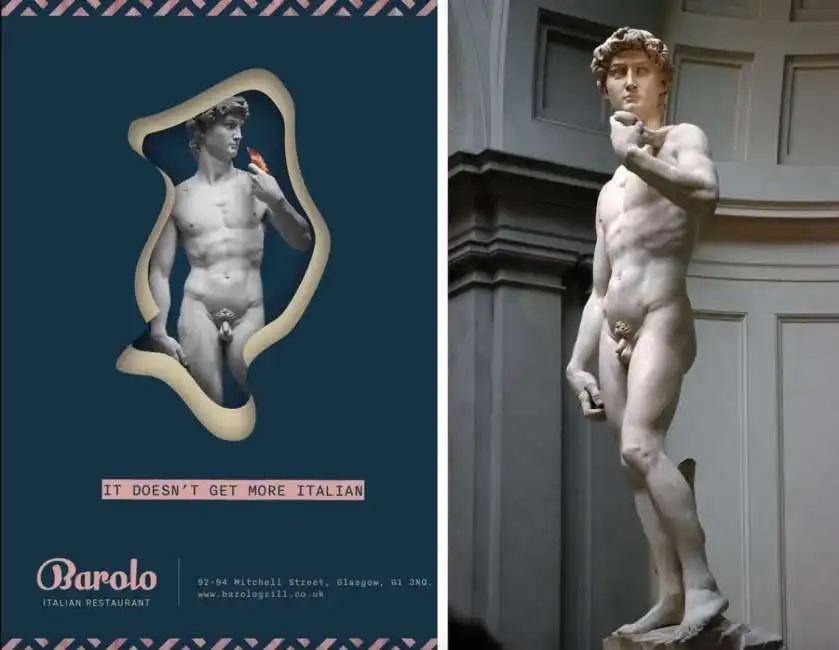 pubblicita david di michelangelo censurata glasgow