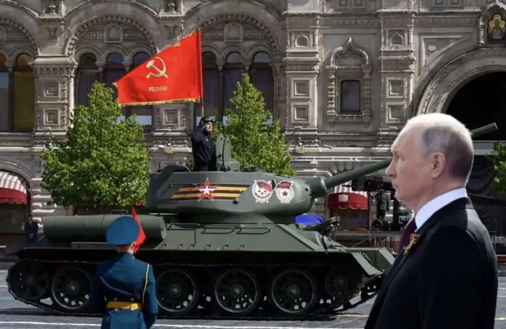 vladimir putin carro armato t-34-85 russia mosca parata 9 maggio 2023