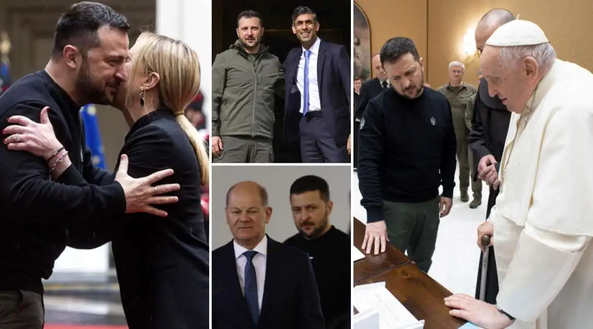 volodymyr zelensky giorgia meloni bergoglio papa francesco olaf scholz rishi sunak 