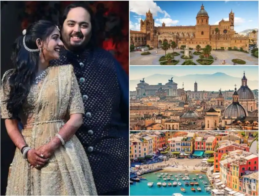 anant ambani radhika merchant crociera palermo portofino roma festeggiamenti prematrimoniali crociera