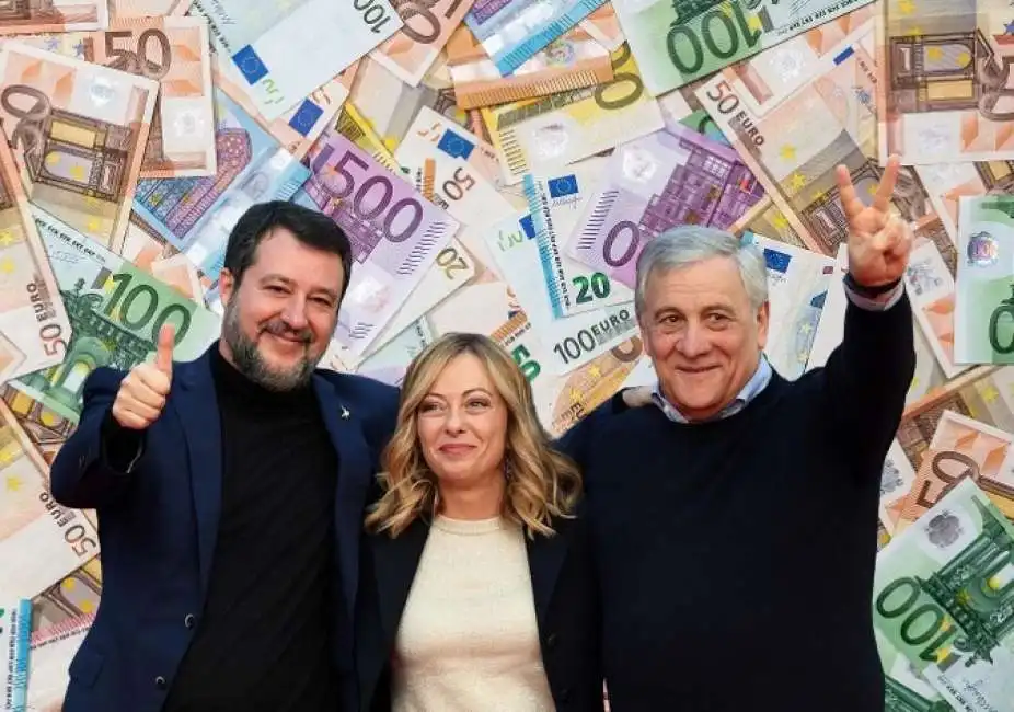 antonio tajani giorgia meloni matteo salvini soldi finanziamenti forza italia lega fdi