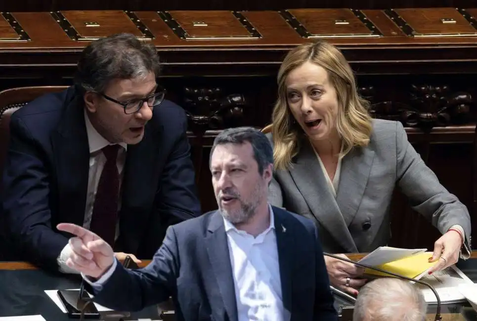 giancarlo giorgetti matteo salvini giorgia meloni 