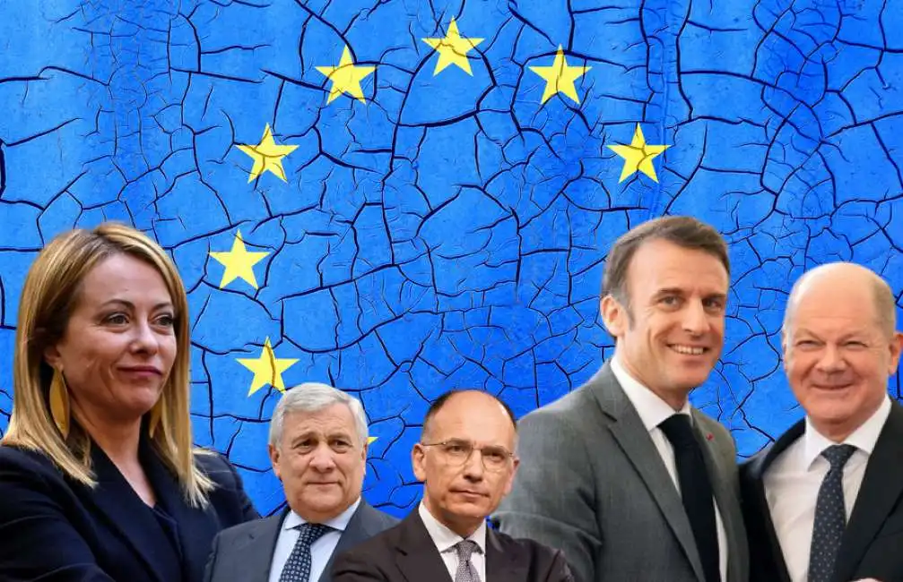 giorgia meloni antonio tajani enrico letta olaf scholz emmanuel macron 