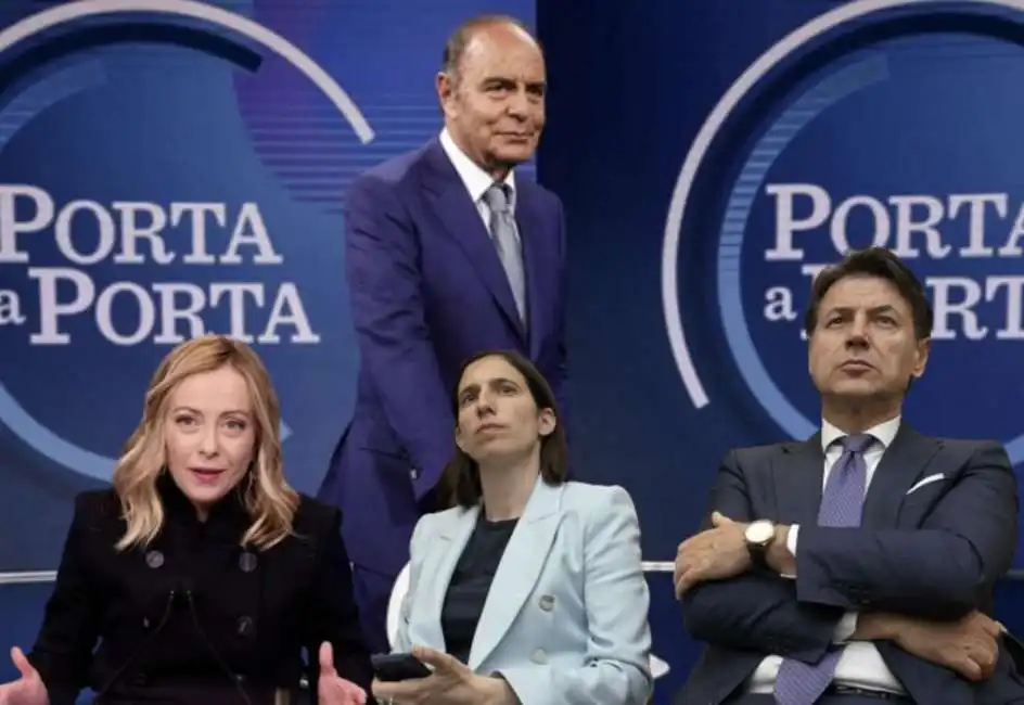 giorgia meloni bruno vespa giuseppe conte elly schlein