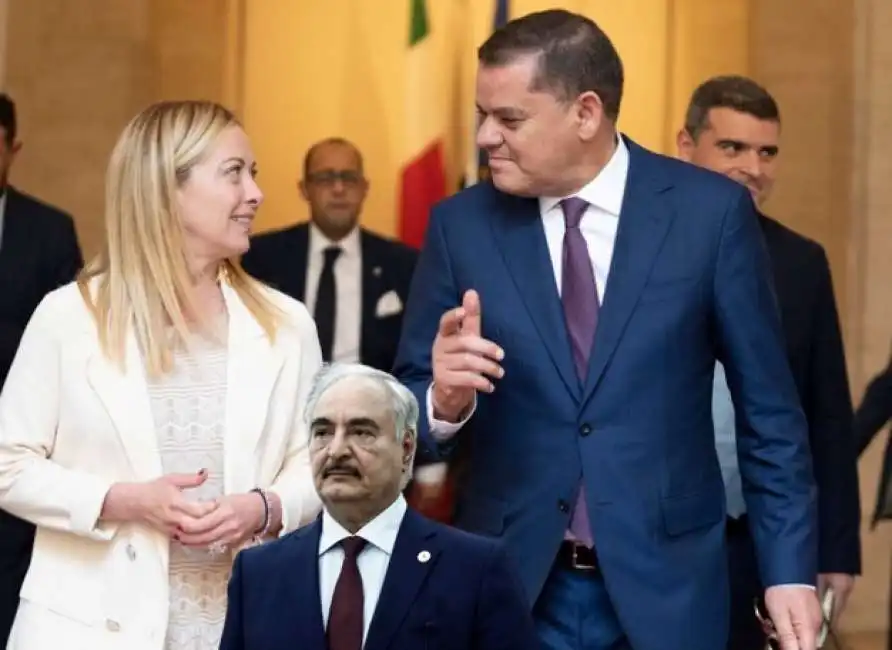 giorgia meloni libia tripoli generale hafthar abdulhamid dabaiba