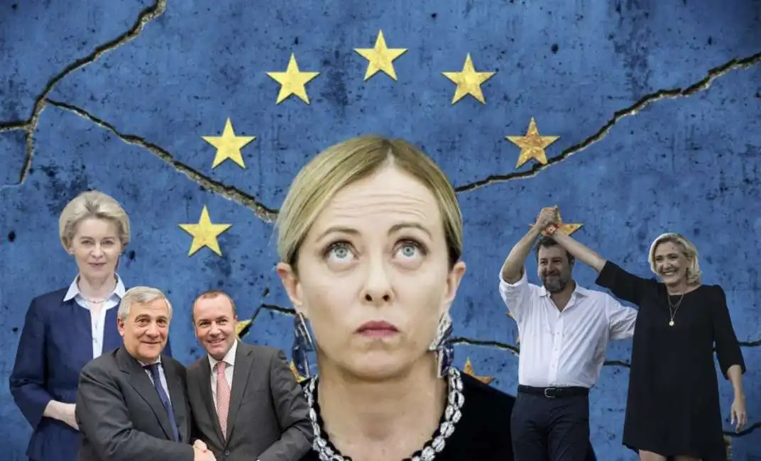 giorgia meloni ursula von der leyen antonio tajani matteo salvini marine le pen 