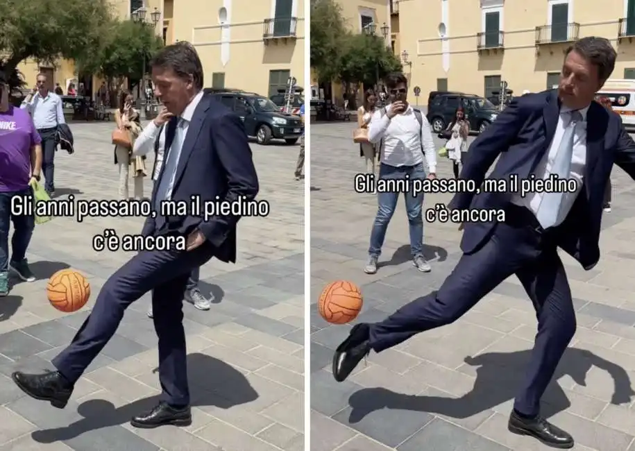 matteo renzi palleggia pallone calcio 