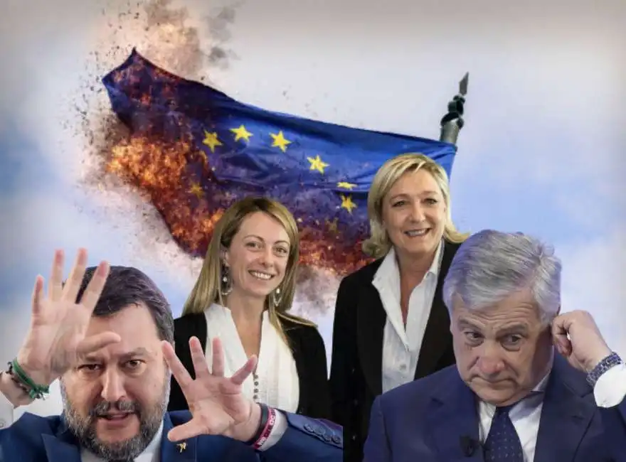 matteo salvini marine le pen giorgia meloni antonio tajani