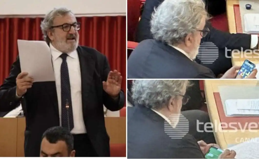 michele emiliano gioca al cellulare mozione sfiducia puglia