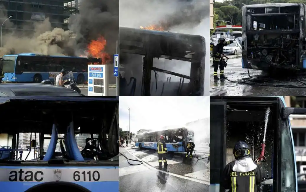 bus roma fiamme