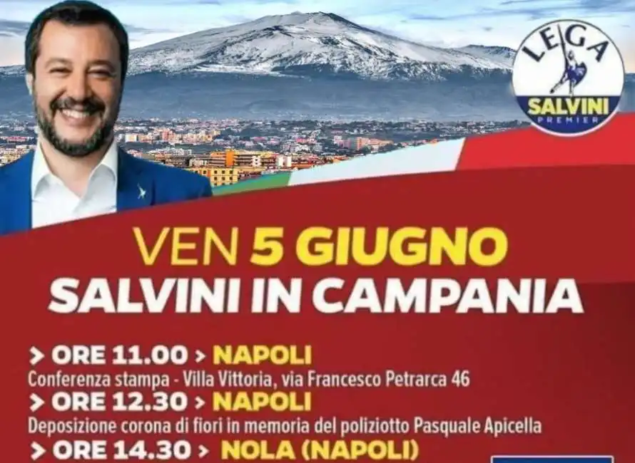 matteo salvini con l etna al posto del vesuvio