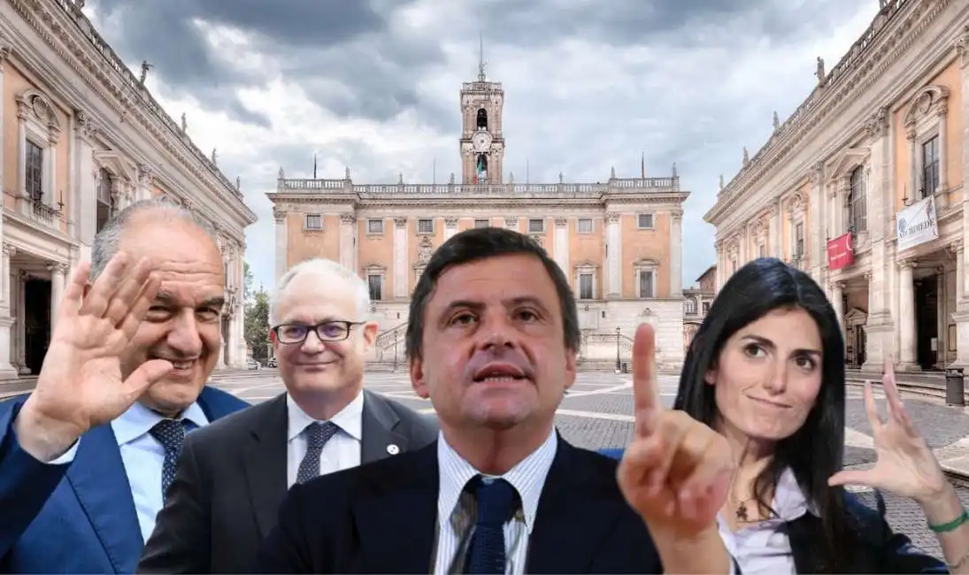 campidoglio roma enrico michetti roberto gualtieri carlo calenda virginia raggi