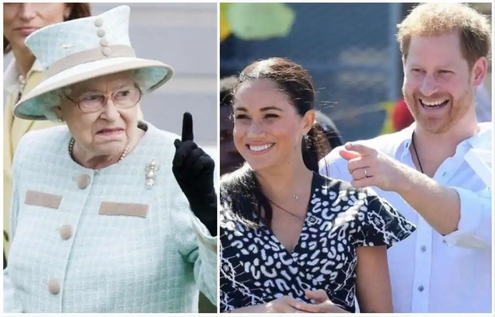 la regina elisabetta e meghan e harry