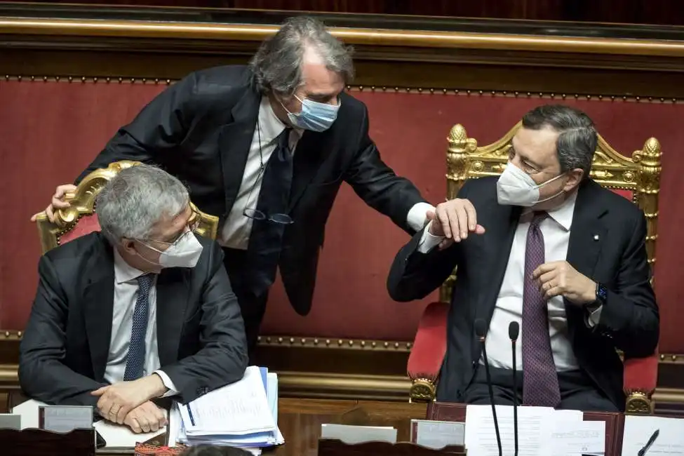 renato brunetta con daniele franco e mario draghi