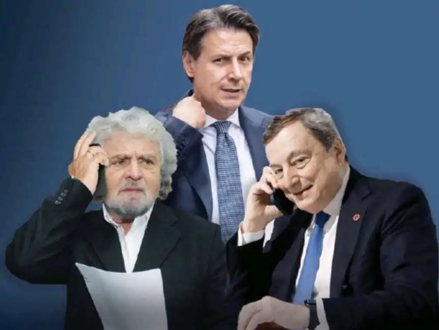 beppe grillo giuseppe conte mario draghi 