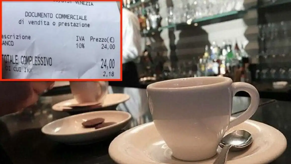 donna paga 24 euro per due caffe al banco a venezia